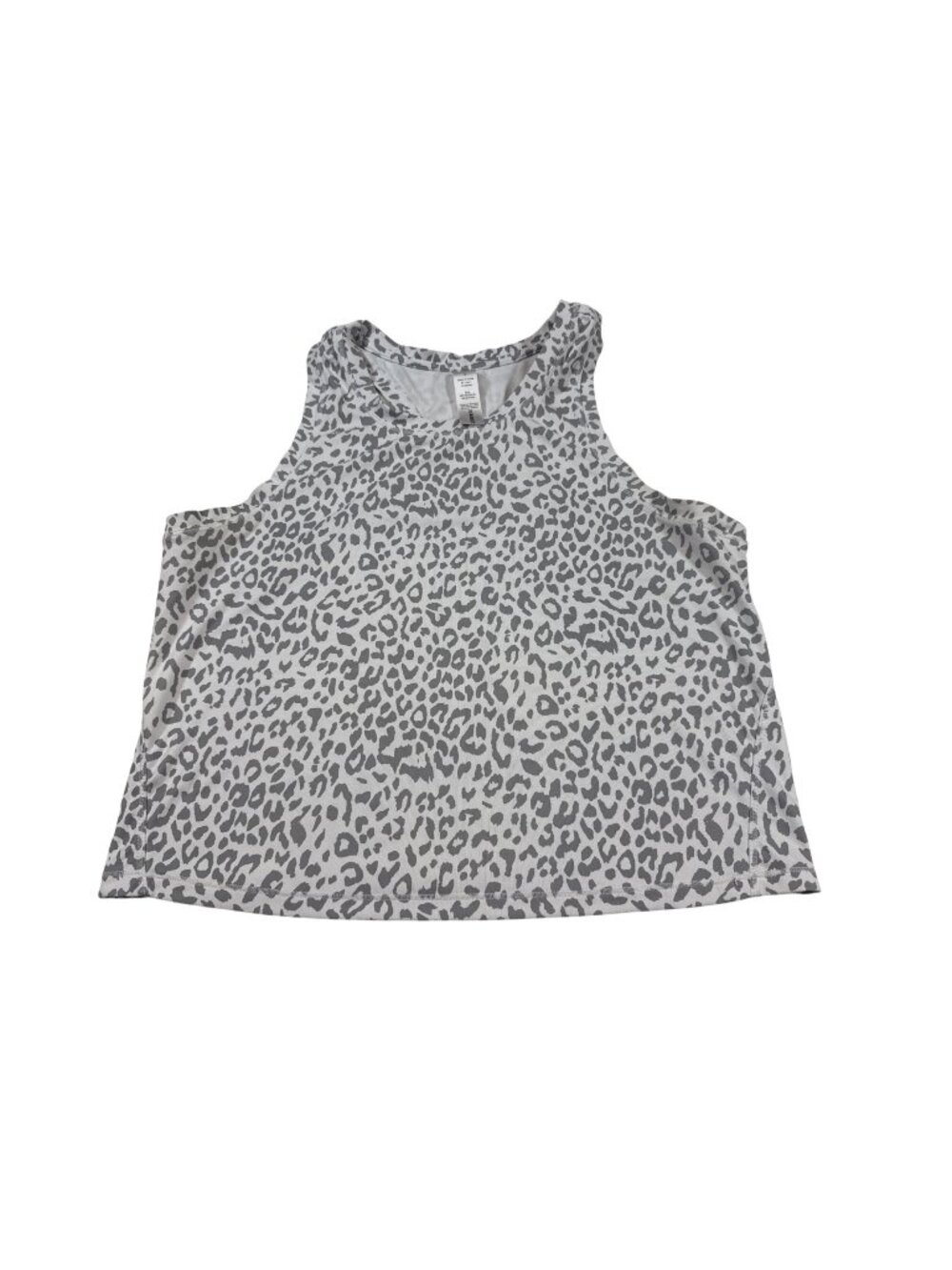 AsRevival Womens Large Gray Leopard Racerback cropped Tank Top  (CC1074)